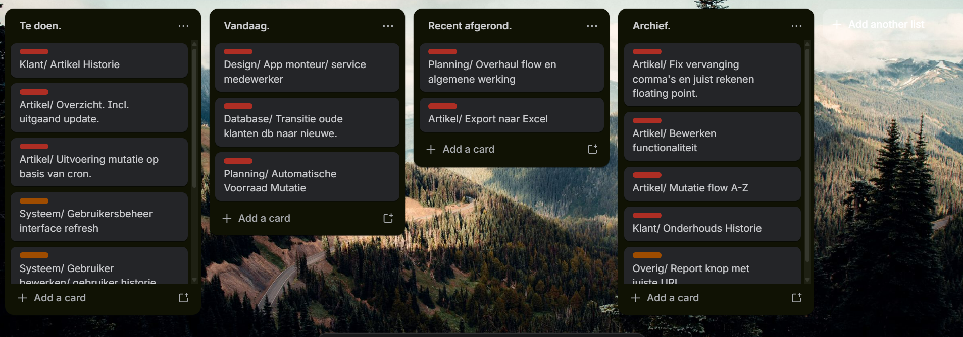 Trello board voorbeeld